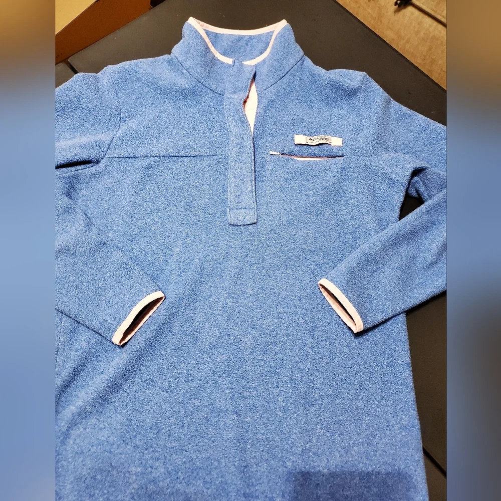 Columbia PFG Fleece Pullover Women Blue Pink Snap Neck Palmetto South Carolina S - Picture 2 of 8